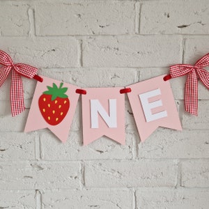 Strawberry high chair banner, Berry first birthday high chair banner, strawberry berry sweet first birthday party decor decorations