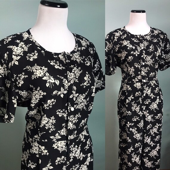 Vintage 1990s 42” bust floral print chiffon jumps… - image 3