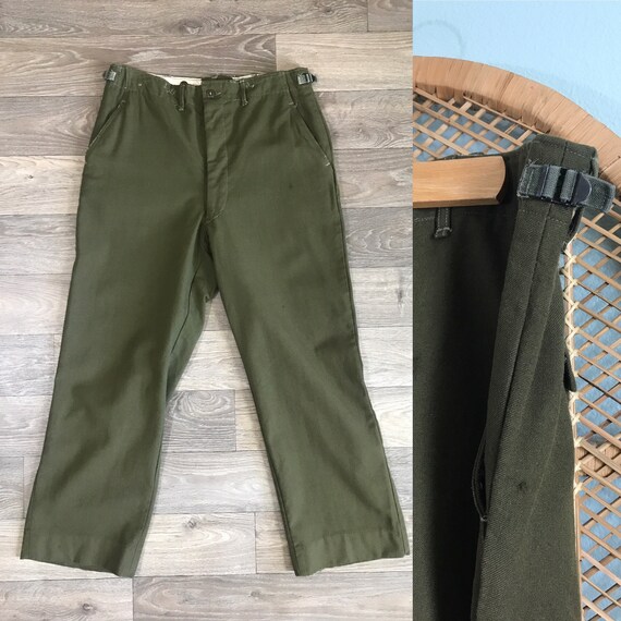 Vintage olive drap wool field trousers, vintage mi