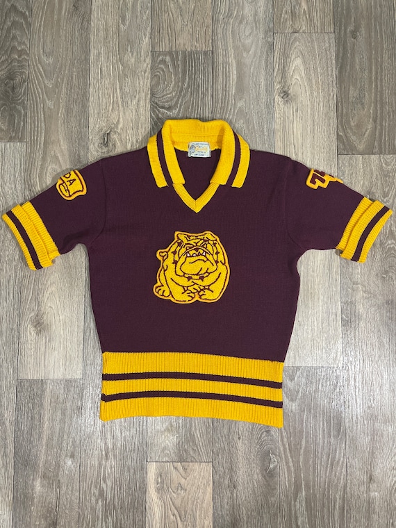 Vintage 1970s cheer sweater | 70s bulldog cheer sw