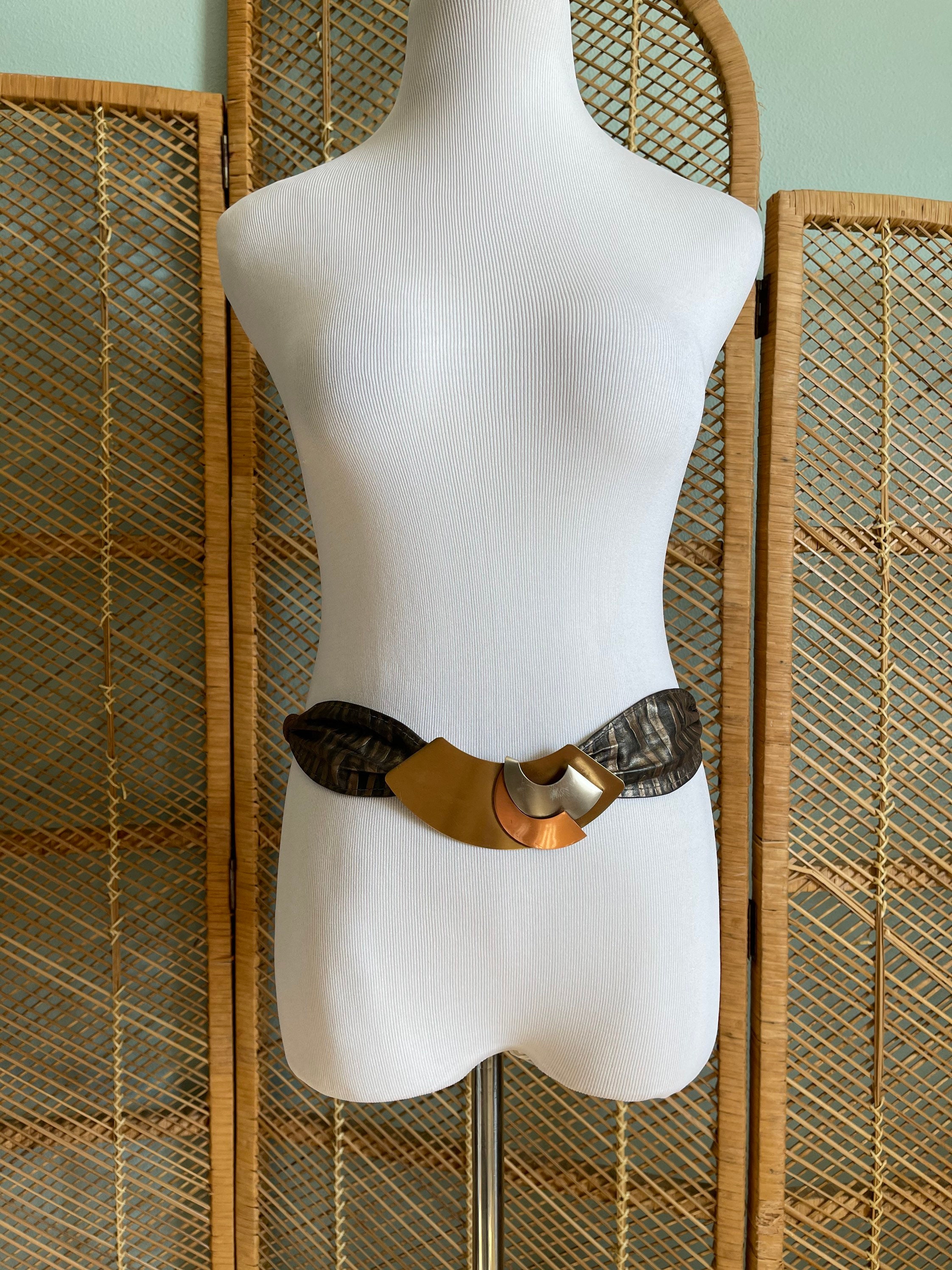 Vintage Brutalist Metal and Leather Belt | Brutalist Belt  display picture 3