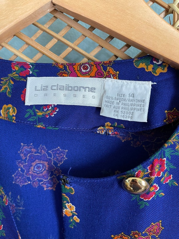 Vintage 1990s Liz Claiborne blue floral wiggle dr… - image 7