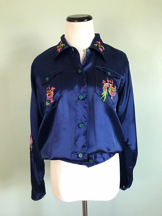 Vintage 1946 WWII embroidered satin sukajan souve… - image 3