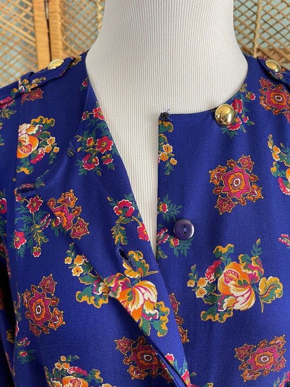 Vintage 1990s Liz Claiborne blue floral wiggle dr… - image 6