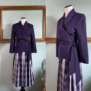 Vintage purple wrap front blazer | vintage purple wool wrap blazer | vintage purple blazer