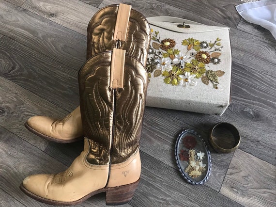 metallic frye boots