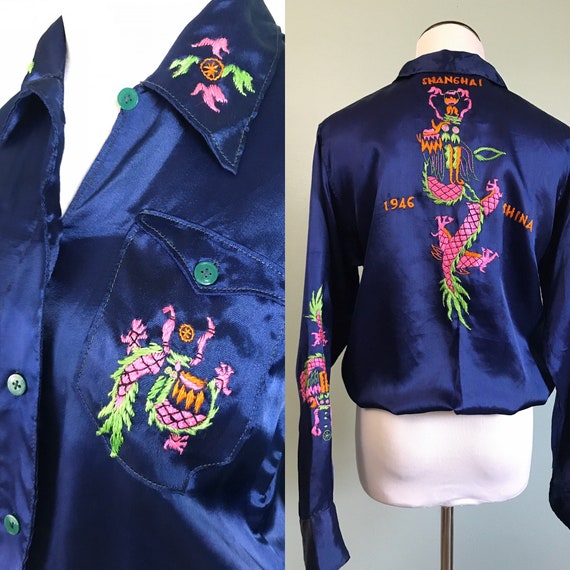 Vintage 1946 WWII embroidered satin sukajan souven