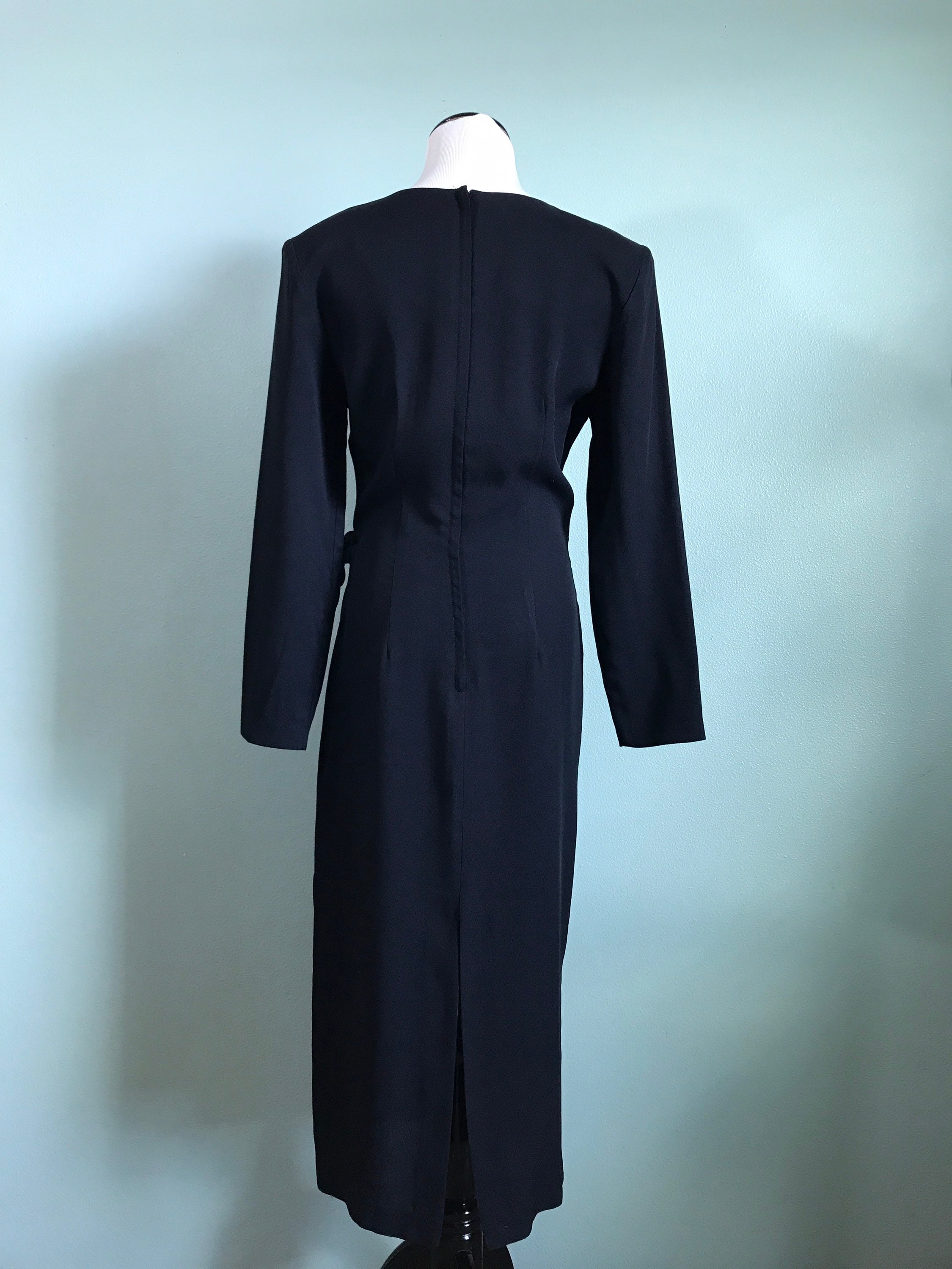 1980s Does 1940s Black Crepe Wiggle Dress With Faux Wrap Skirt - Etsy