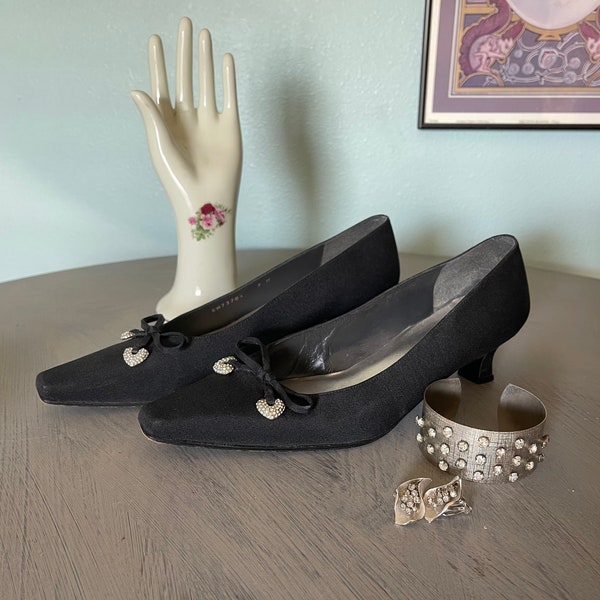 Black Rhinestone Pumps Etsy