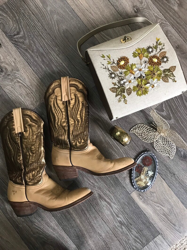 metallic frye boots