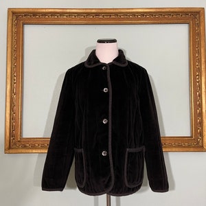 Vintage 1970s black quilted velour jacket by White Bear of St. Paul | 1970s quilted velvet jacket | vintage quilted jacket