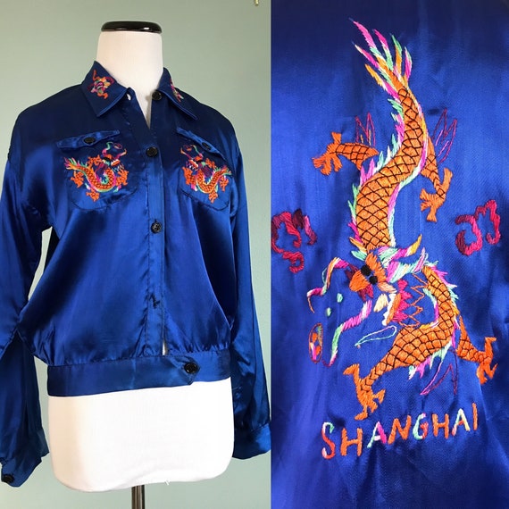 Vintage 1940's sukajan style souvenir blouse rainb