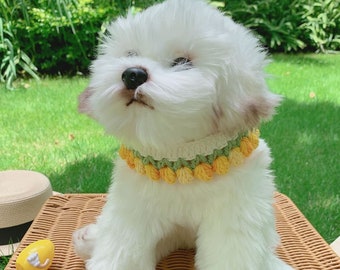 Crochet Tulip Pet Collar - Handmade Knit Cat & Dog Accessory