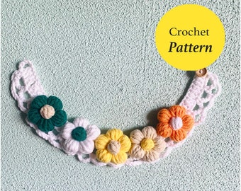 Crochet Puffs Collar Pattern Pet Collar Pattern Cat Collar Crochet Pattern Dog Lovers Gift - Digital/PDF-Crochet Pattern For beginners