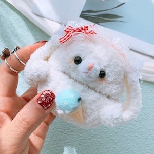 Schattige konijn Airpods 4 hoes Konijn Airpods Pro-hoes oortelefoon Kawaii airpods-hoes pluizige airpod-hoes Dierlijke airpod-hoes pluche Airpods
