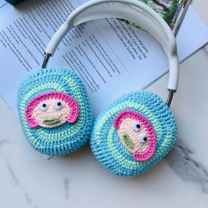 Crocheted Girl Face Airpods Max Cases Kawaii Headphone Covers Cute AirPod Max Cover Handmade Gifts