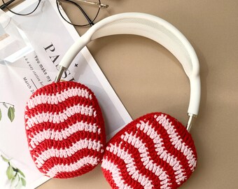 Fundas para AirPods Max de ganchillo color rosa Y2K, cubiertas para auriculares con diseño de fresa, lindas fundas para AirPod Max, regalos hechos a mano para novias.