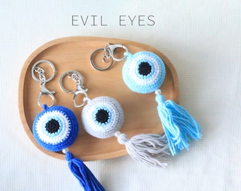 Gehaakte sleutelhanger Evil Eye Sleutelhanger unieke sleutelhangers Leuke Amigurumi Tas Accessoires Auto Accessoires