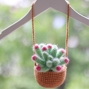Kaktus szydełkowy wystrój domu akcesoria samochodowe dla kobiet wiszące dekoracje samochodowe kaktus amigurumi prezent