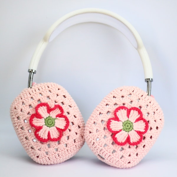 Crocheted Airpods Max Cases Flower Headphone Covers Cute Pink AirPod Max Cover Handmade Gifts
