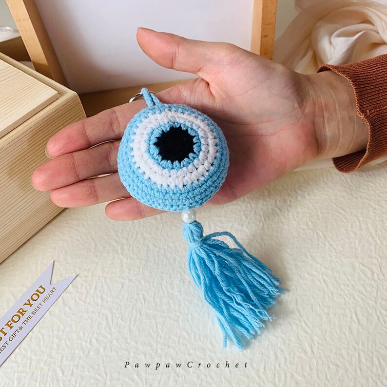 Crochet Keychain Evil Eye Keychain Unique Keychains Cute Etsy