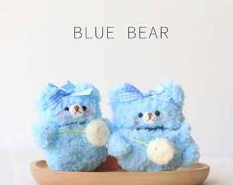 Funda para AirPods de peluche azul de ganchillo, funda divertida con lazo, funda para AirPods Pro, funda para AirPods linda, funda protectora para auriculares, funda para AirPods