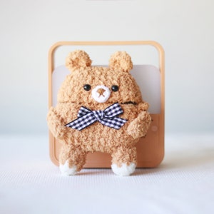 Bear Airpods Case Fluffy Bear AirPods Cover Knitted AirPods Pro Case Airpods Case Animal Earphone Case Apple Airpods Cover Earbuds Case