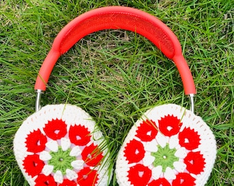 Fundas para AirPods Max de ganchillo color rosa Y2K, cubiertas para auriculares con diseño de fresa, lindas fundas para AirPod Max, regalos hechos a mano para novias.