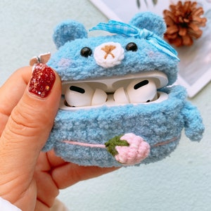 Strawberry Bear AirPods 4 Case Cute Airpod 4 Case Funny AirPod Case Cover Airpods Case  Crochet Bear AirPod Case 1 2/ Pro/ Gen 3