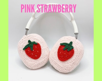 Capas de Airpods Max de Morango de Crochê Capas de Fone de Ouvido de Morango Capa Bonita para AirPod Max Presentes Feitos à Mão