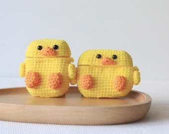 Funda de ganchillo para AirPods 4 con forma de pato, funda para AirPods 1/2, funda para AirPods Pro, funda de punto para AirPods, funda para AirPods con forma de animalito, funda para AirPods de amigurumi