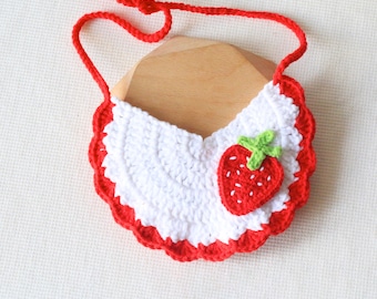 Crochet Cat Collar Knit Strawberry Pet Collar Tie Up Collar Cat Accessories Christmas Gift for Cat Pet Bandanas Cat Collar Bib