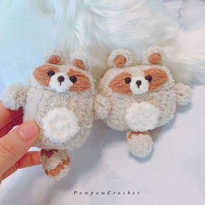 Crochet Raccoon Airpod 4 Case Earbuds Cover for Airpods Pro Custom Airpods Case Headphone Cover Animal Kawaii airpods case