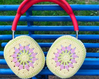 Crocheted Airpods Max Cases Geometric Headphone Covers Cute Pink AirPod Max Cover Handmade Gifts