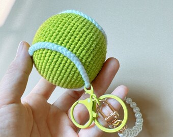 Handmade Crochet Tennis Keychain Tennis Bag Charm Sporty Girls Gifts