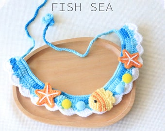 Handmade Fish Cat Collar Knit Star Cat Collar Tie Up Pet Collar Crochet Cat and Dog Collar Lovely Collars Kawaii Cat Supplies for Cat Lovers