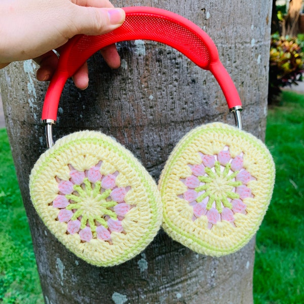 Crocheted Airpods Max Cases Geometric Headphone Covers Cute Pink AirPod Max Cover Handmade Gifts