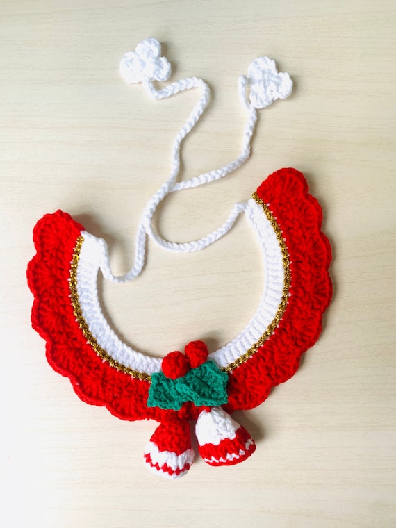Christmas Cat Collars Crocheted Cat Collar Handmade Pet Collar Gifts for Pet Lovers Cute Pet Collars Handmade Kitten Collars
