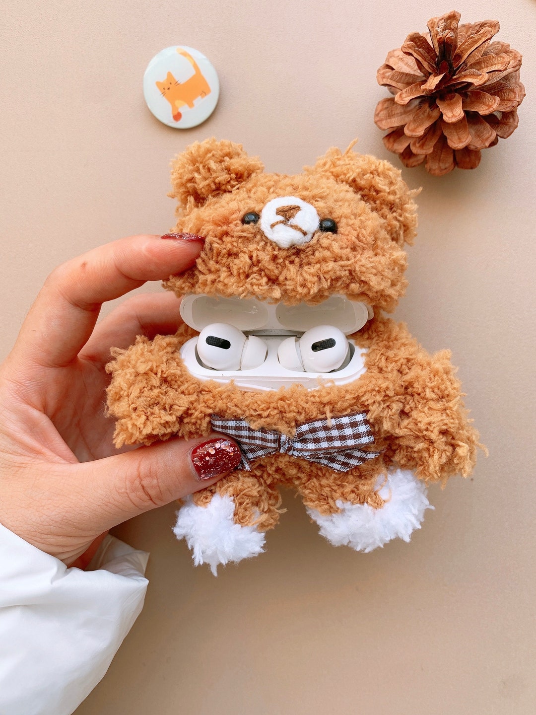 Cute Bear Airpods Case Plush Earphone Cases Headphone Cover Animal