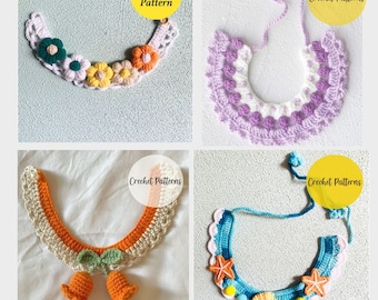 4 Patterns Crochet Pet Collar Pattern Cat Collar Crochet Pattern Dog Lovers Gift - Digital/PDF-Pet Gift Crochet Pattern For beginners