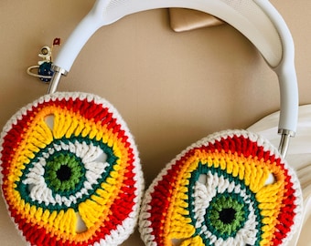 Crocheted Airpods Max Cases Geometric Headphone Covers Evil Eye AirPods Max Covers