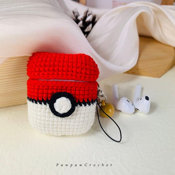Outlets Pokeball AirPods Case, Crochet AirPods Case, Airpods 1/2 Case, Knit AirPods Pro Case, Handmade AirPods Cover, Crochet Earbud Case
