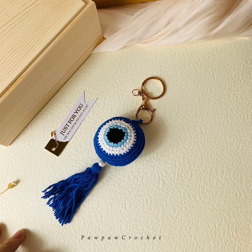 Crochet Keychain Evil Eye Keychain unique keychains Cute Etsy