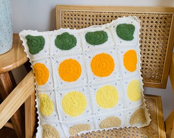 Funda de almohada cuadrada de abuela hecha a mano, de crochet, para decoración retro del hogar.