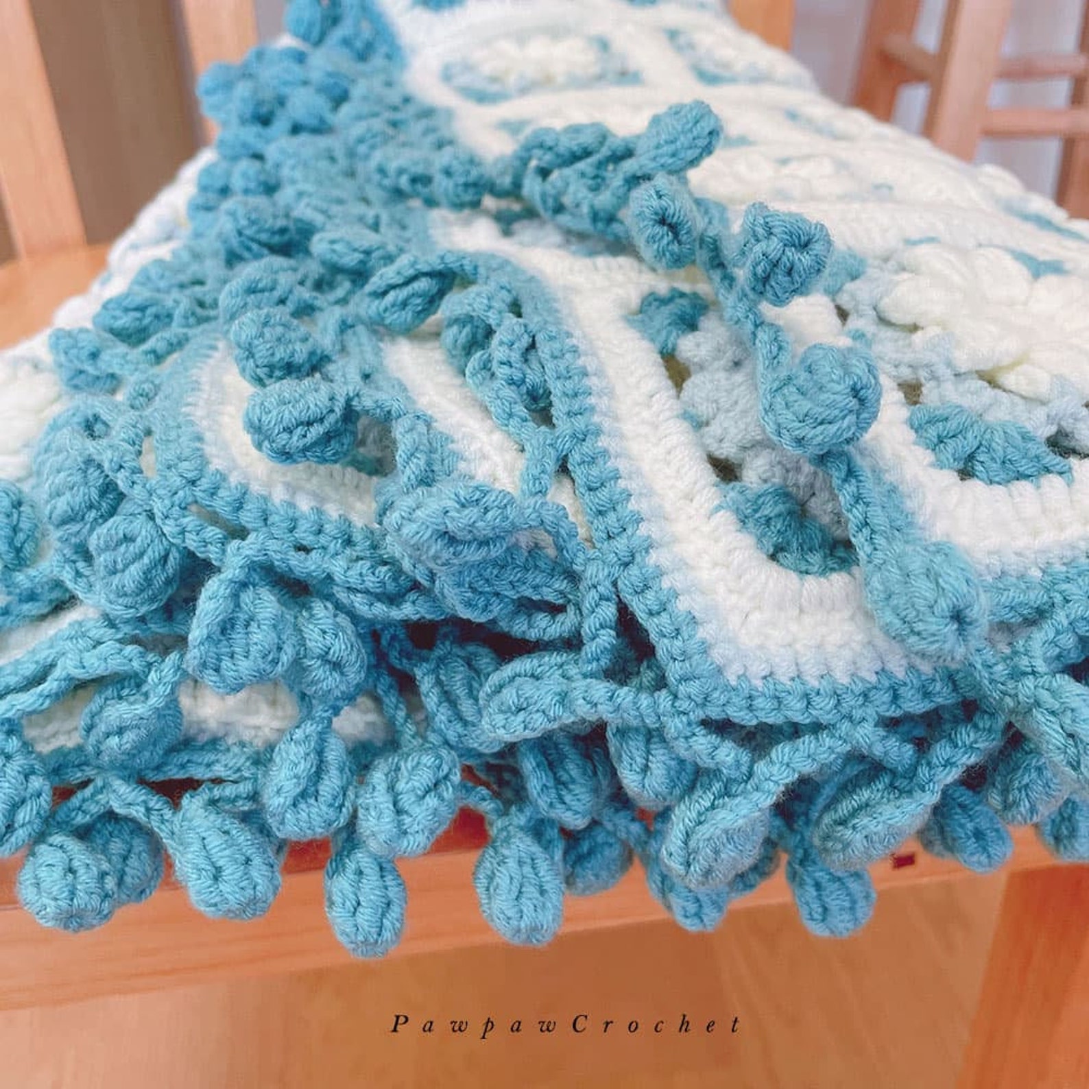 White Flower Blanket Knitting Crochet Square Blankets Romantic Etsy