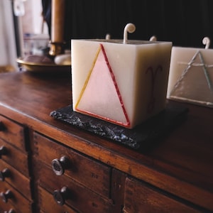 Vela Stellament Fire Cube de quatro lados do zodíaco alquímico, planeta e design de elementos