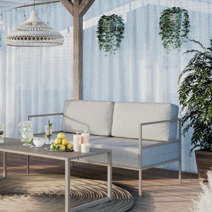 Boho double garden sofa, garden sofa, sofa, garden, balcony, terrace, beige pillows