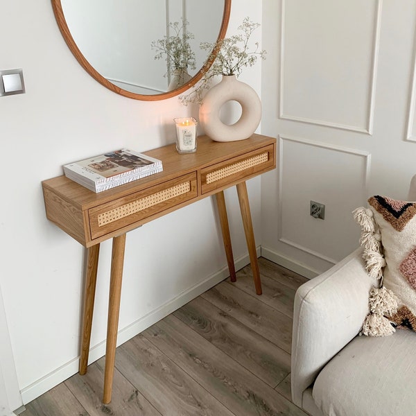 Arizona- oak console, boho style console, chest of drawers, dressing table with drawers, room, living room