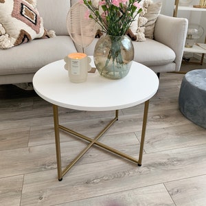 STELLA - Ronde salontafel op gouden poten, bijzettafel, salontafel, salonbank, kamer, woonkamer