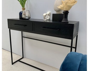 COMA - console with black veneer drawers, chest of drawers with drawers, console, dressing table, black veneer, room, narrow console